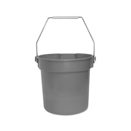 Deluxe HeavyDuty Bucket Gray, Polypropylene, 10qt, 10 5/8dia x 10 1/4h