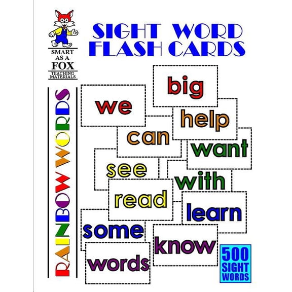 Sight Word Flash Cards: 500 Rainbow Words, (Paperback)