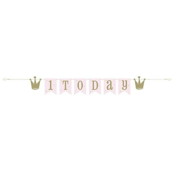1st Birthday 'Pink and Gold Ballerina' Paper Pennant Banner (1ct)