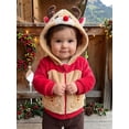 thumbnail image 3 of RUINIXCW Toddler Baby Girl Boy Christmas Reindeer Jacket Outfit Infant Fall Winter Xmas Clothes Plush Long Sleeve Zip Embroidery Hoodie Coat Outwear, 3 of 10
