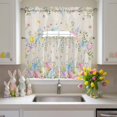 thumbnail image 2 of Easter Eggs Swag Curtains Valance & Tier Set, Spring Colorful Eggs Floral Leaf Linen Texture 3 Pcs Set Kitchen Swag Valances and Tiers 36 Inch Length Rod Pocket Curtain Drapes for Bedroom, 2 of 9