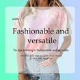 thumbnail image 4 of pitrice Femmes T-shirt Col Rond Manches Courtes Cravate-Teinte Imprimé Casual Top, Bleu, M Vin Rouge XL, 4 of 6