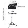 thumbnail image 2 of Trípode Atril para partituras portátil profesional 3 en 1, soporte para micrófono desmontable, soporte para teléfono, atril para música, trípode ajustable en altura de metal para piano, violín, guitar, 2 of 8