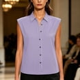 thumbnail image 6 of Feancey Sleeveless Striped Shirts for Women Casual Button Down Blouses Classic Fit Collared Summer Tank Tops Elegant Office Work Shirt Purple XL, 6 of 8