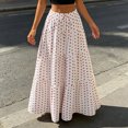 thumbnail image 2 of uvwlwu Women's Polka Dot Maxi Skirt Elastic High Waist Tiered Ruffle Flowy A Line Lightweight Versatile Four Season Casual Vacation Everyday Bottom,XXL, 2 of 5