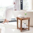 thumbnail image 2 of Shower Foot Rest 14in, Acacia Wood Shower Stool for Shaving Legs, Waterproof Corner Shower Stool with Storage Shelf for Inside Small Shower Spaces, Wood Color, 2 of 7