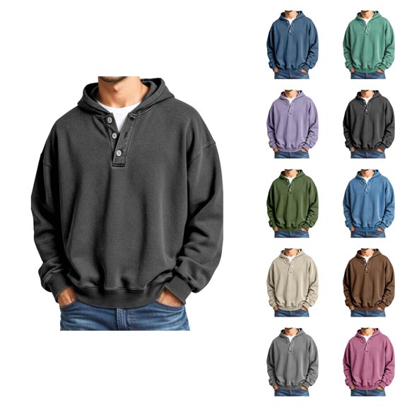 Hoodies for Men 2026 Fall Winter Casual Long Sleeve Washed Distressed Hooded Sweatshirt Mens Pullover Top