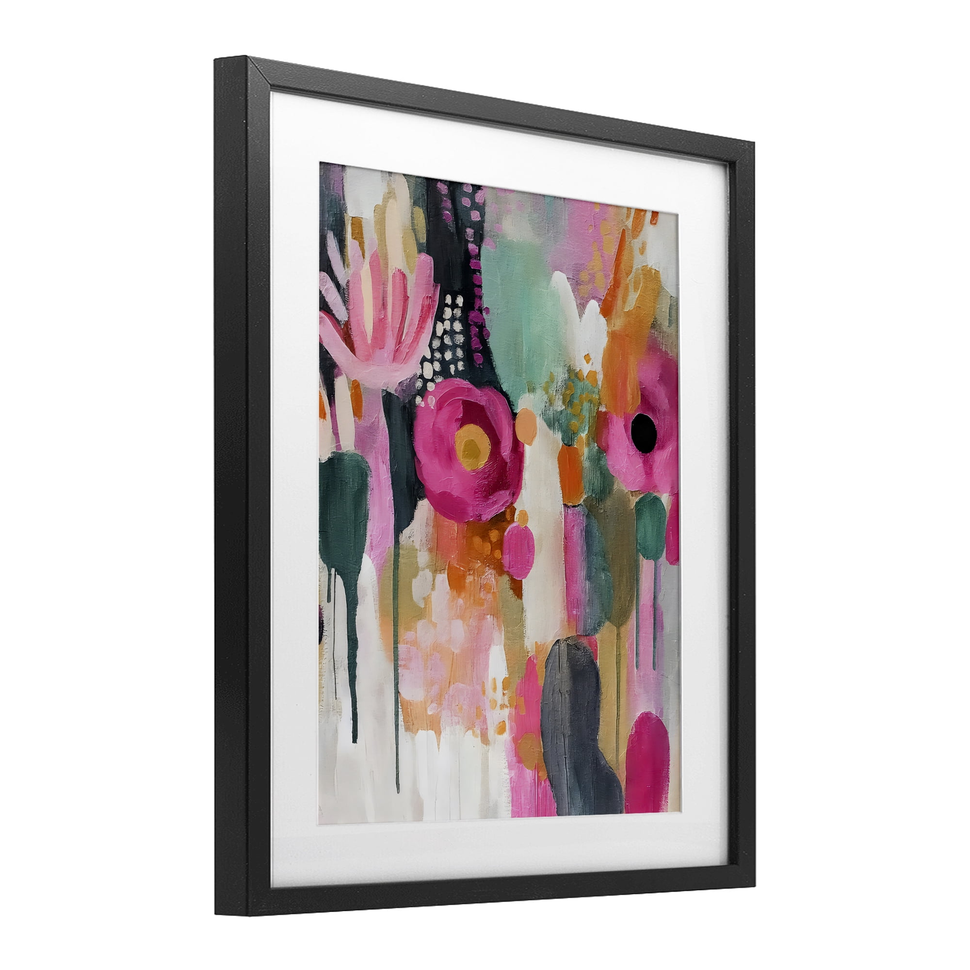 Stupell Industries Dripping Blooms Cascade Black Framed Print Under Glass, design by Riley B