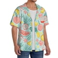 thumbnail image 4 of Honeii 's Bright Peach for men's short-sleeved button-up collared shirt featuring a pocket, perfect for beach vacations, and travel adventures., 4 of 5