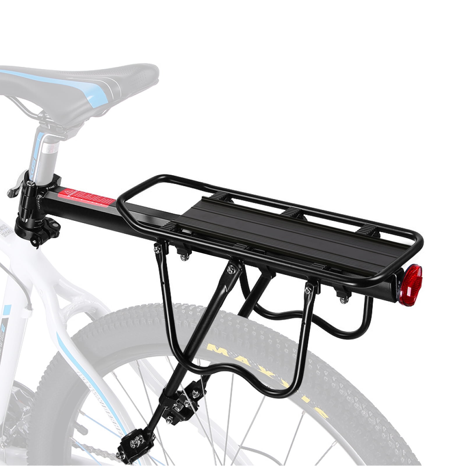 High-Strength Aluminum Alloy Mountain Bike Rear Rack Adjustable Length Bicycle Carrier Rack Seat Post Rear Shelf Black