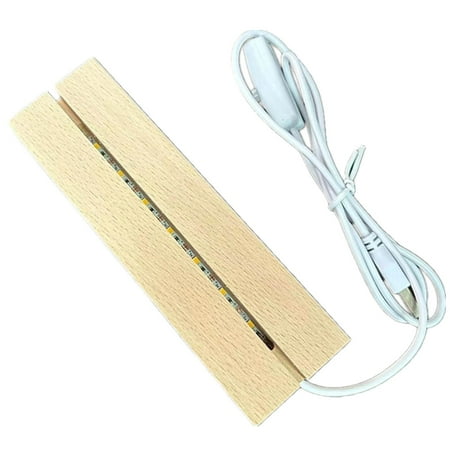

ZAROYEAX Rectangle Light Display Base Wooden Stand Wood Night Lights Solid wood light base acrylic light base solid wood lamp holder usb plug （White + warm + natural light）