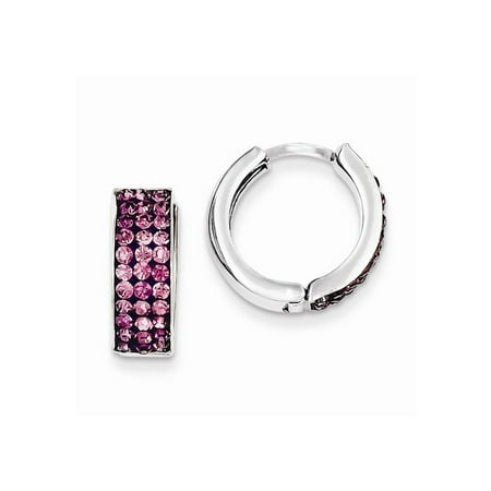 Crystal Hinge - Sterling Silver Lavender Preciosa Crystal Small Hinged Hoop Earrings
