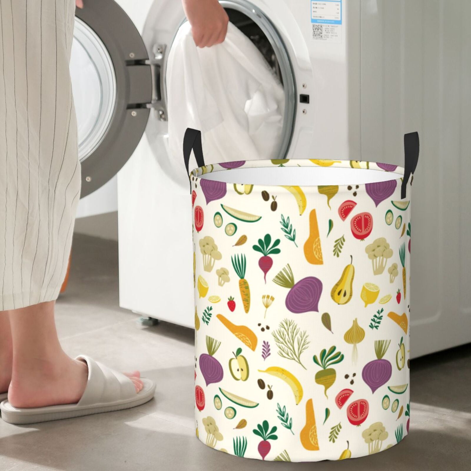 Large Laundry Basket with Handles - Vegetable Kids Baby Dirty Clothes Laundry Hamper for Bedroom Aesthetic