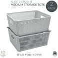 thumbnail image 3 of Simplify Slide 2 Stack It 2 Pack Plastic Storage Basket in Grey, 3 of 12