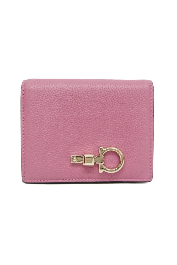 Pre-Owned Salvatore Ferragamo Gancini JL-22 E032 Women's Leather Wallet (bi-fold) Pink (Good)