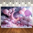 thumbnail image 3 of Purple Star Night Baby Shower Backdrop Purple Hot Air Balloon Girl 1st Birthday Party Decorations Banner Dreamy Moon Purple Clouds Wedding Anniversary Newborn Birthday Photography Background, 3 of 4