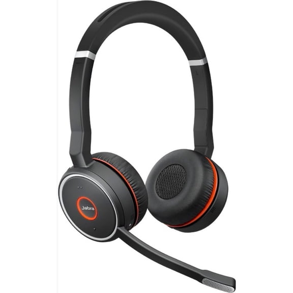 Jabra Evolve 75 SE, Link380a UC Stereo, SME- Bluetooth Headset with Noise-Cancelling Microphone, Long-Lasting Battery and Dual Connectivity - Works with All Other Platforms - Black