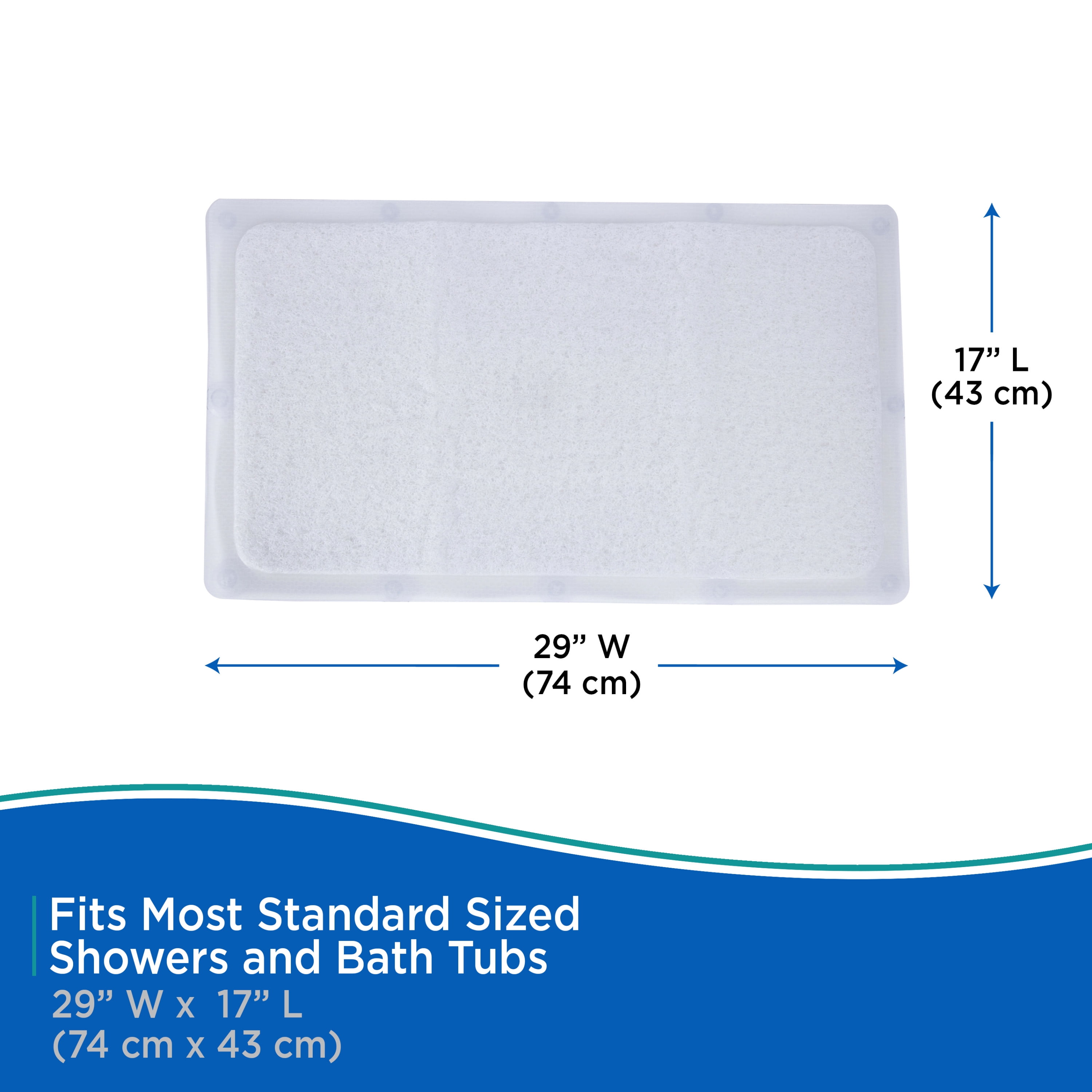 Kenney® Inside the Shower Vinyl Loofah Bath Mat with Suction Cups, 29" L x 17" W, Clear Frosted
