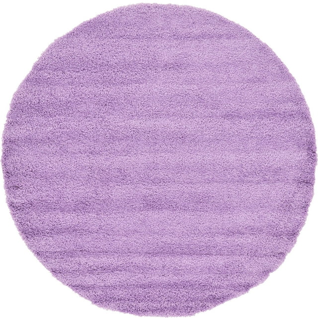 Unique Loom Solo Solid Shag Collection Area Modern Plush Rug Lush & Soft, 8' 0 x 8' 0 Round, Lilac