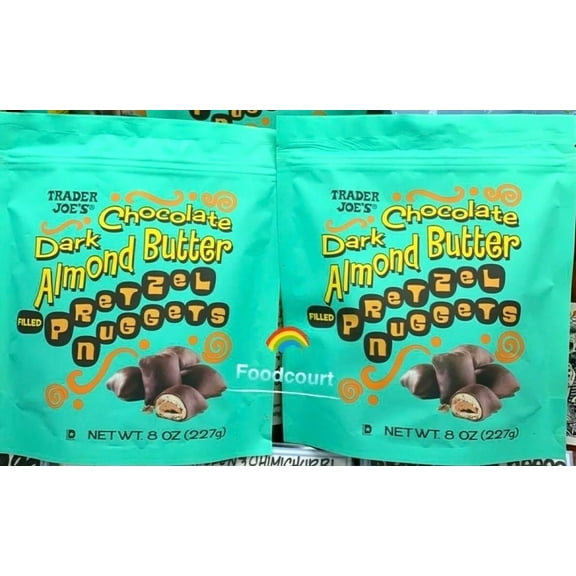 2 Pack Dark Chocolate Almond Butter Pretzel Nuggets - 8 OZ Each, 16 OZ Total, Sweet & Salty, Rich Dark Chocolate, Perfect for Snacking or Gifting