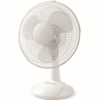 Mainstays 12" 3-Speed Oscillating Table Fan, FT30-8MBW, White
