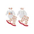 thumbnail image 2 of RUINIXCW Baby Girl Christmas Outfit Long Sleeve Printed Romper Flared Pants Headband, 2 of 8