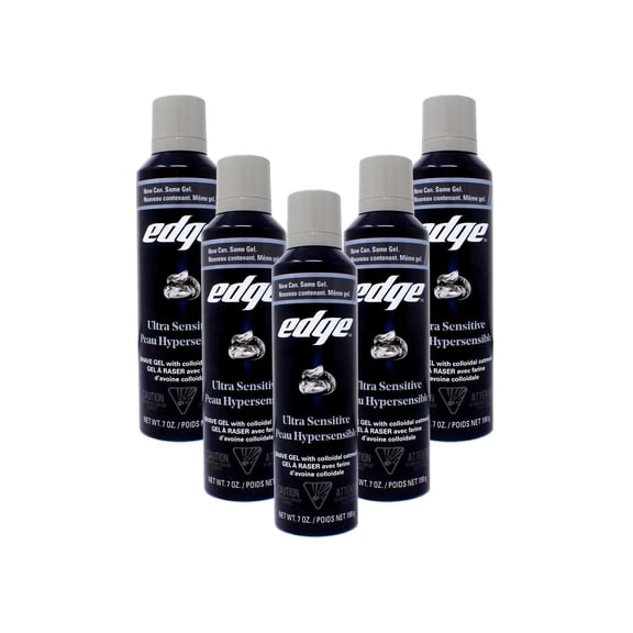 5 Pack Edge Shave Gel, Fragrance Free, Ultra Sensitive, With Oat Meal 7 Oz Each