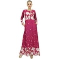 thumbnail image 2 of Bimba Women's Casual Floral Digital Printed Long Burgundy Designer Dress-12, 2 of 5