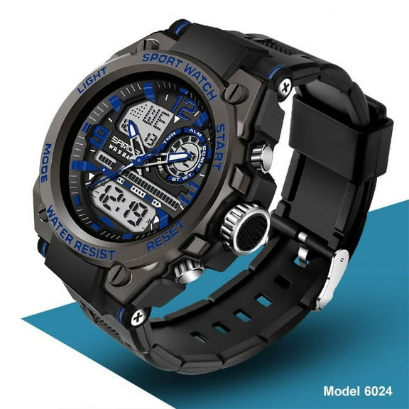 EXPLOJOY Men's Military Sports Watch – Waterproof Dual Display Quartz Wristwatch with LED, Chronograph & Tactical Design