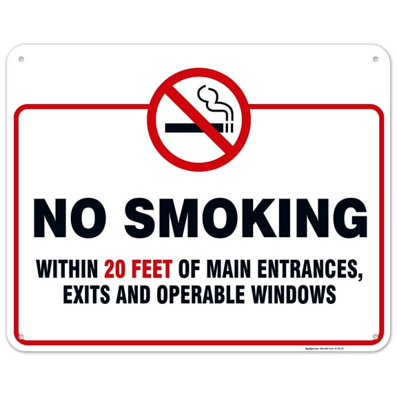 No Smoking Within 20 Feet of Building Sign,