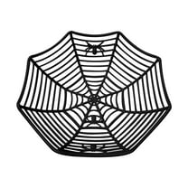 Halloween Spiderweb Fruit Basket Plastic Storage Bin with Drainage Basin - Countertop Refrigerator Organization Multi-Color(Black)