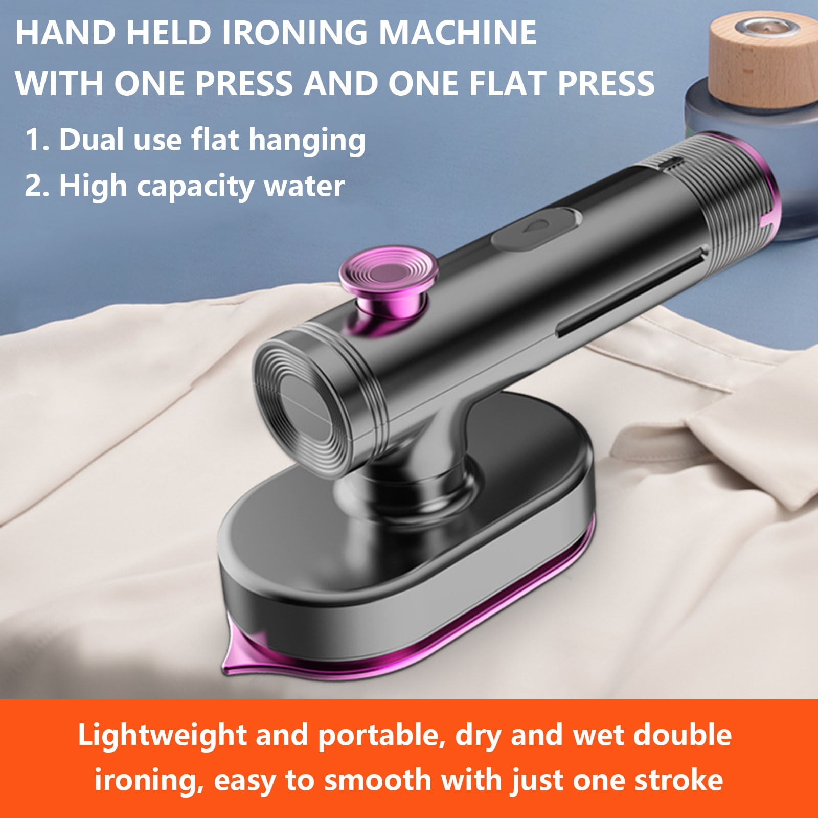 Matoen Portable Travel Mini Iron, Handheld Iron with Dry and Wet Ironing for Clothes, 180° Foldable Small Size Ironing Machine for Home, Business