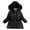 Black, variant on Ruyang Winter Puffer Jackets for Girls Cinched Waist Furry Hooded Dress Parka Coat Pearl Padded Warm Long Zip Up Outwear