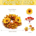 thumbnail image 3 of 10 Inch Fall Maple Leaf Candle Ring Wreath with Pumpkin Sunflower Berries, Wire Frame Thanksgiving Halloween Pillar Candle Holder Ring for Farmhouse Table Mantel Kitchen Cabinet Centerpiece Decor, 3 of 9