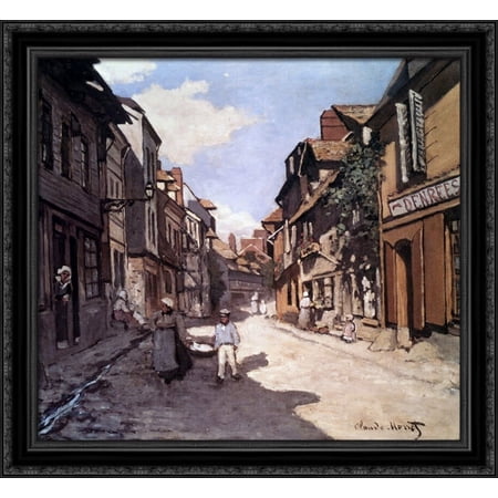 Street of the Bavolle Honfleur 30x28 Large Black Ornate Wood Framed Canvas Art by Claude Monet