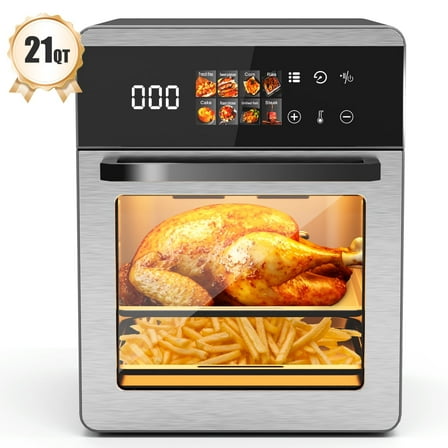 Bluebow 21QT Air Fryer Oven, 8-In-1 Multifunctional, Digital Touchscreen, Extra Large Countertop Oven for Family