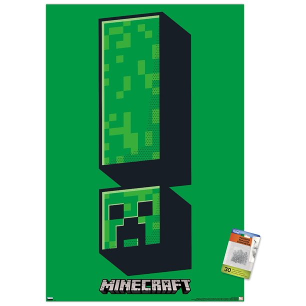 Minecraft Creeper Symbol Wall Poster With Pushpins 22 375 X 34 Walmart Com