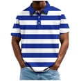 thumbnail image 2 of VgaVtl Summer Men Polo Shirts Big and Tall Short Sleeve Collared Striped Workout Clothes for Men Shirts Casual Button, 2 of 5