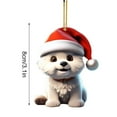 thumbnail image 3 of GQDIN Christmas Dog Tree Decorations Acrylic Hanging Ornament - 2D Flat Santa Hat Animal Pendant for Car Home Holiday Xmas Decor Gifts, 3 of 9