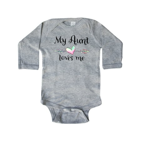 

Inktastic My Aunt Loves Me- Heart Gift Baby Boy or Baby Girl Long Sleeve Bodysuit