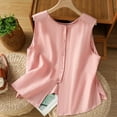 thumbnail image 2 of Ltctricy Tank Tops for Women Trendy Cotton Linen Crew Neck Sleeveless Button down Shirts Summer Casual Loose Blouses, 2 of 4