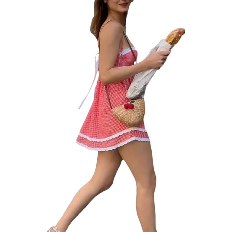 Women Summer Lace Cute Fairy Dress Plaid Lace Trim Sleeveless Tie-Up Backless Short Dress Y2k Babydoll Mini Dress - Walmart.com Women Summer Lace Cute Fairy Dress Plaid Lace Trim Sleeveless Tie-Up Backless Short Dress Y2k Babydoll Mini Dress - Walmart.com