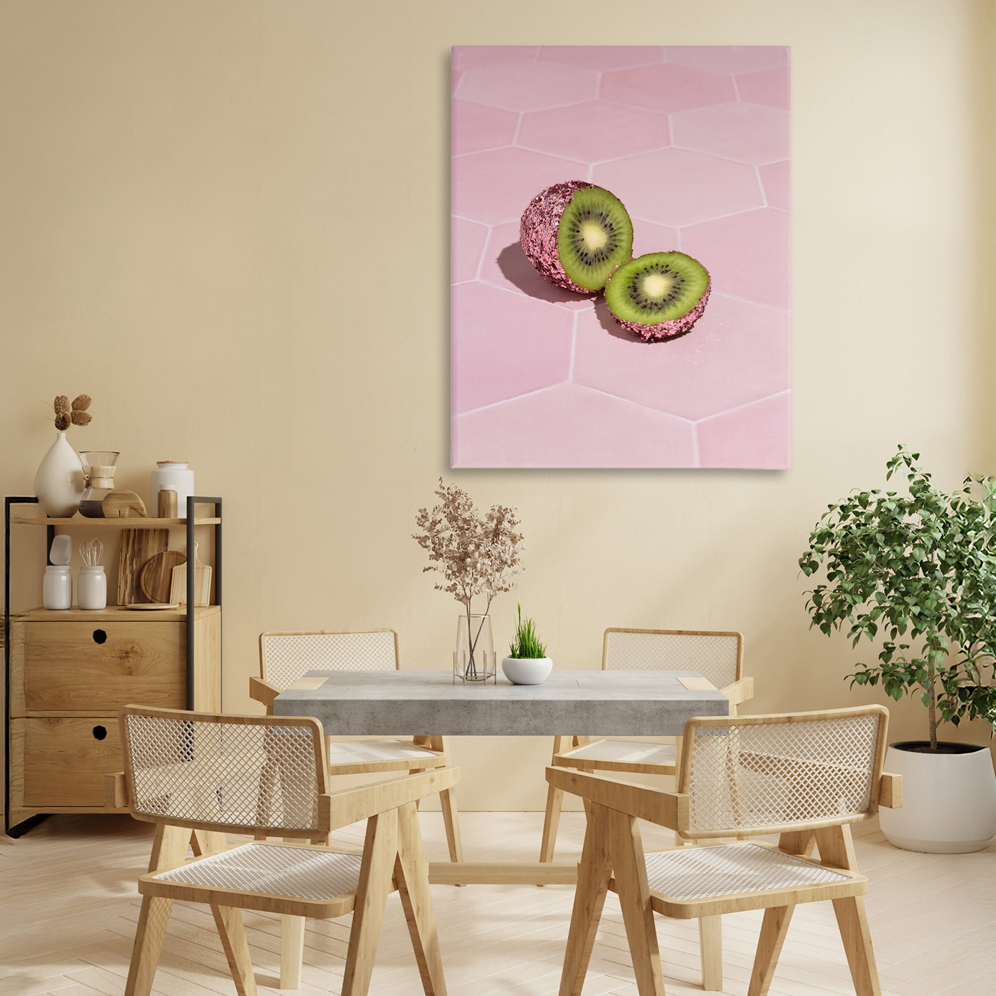 Stupell Industries Pink Glimmer Kiwi Canvas Wall Art, design by LISH Creative
