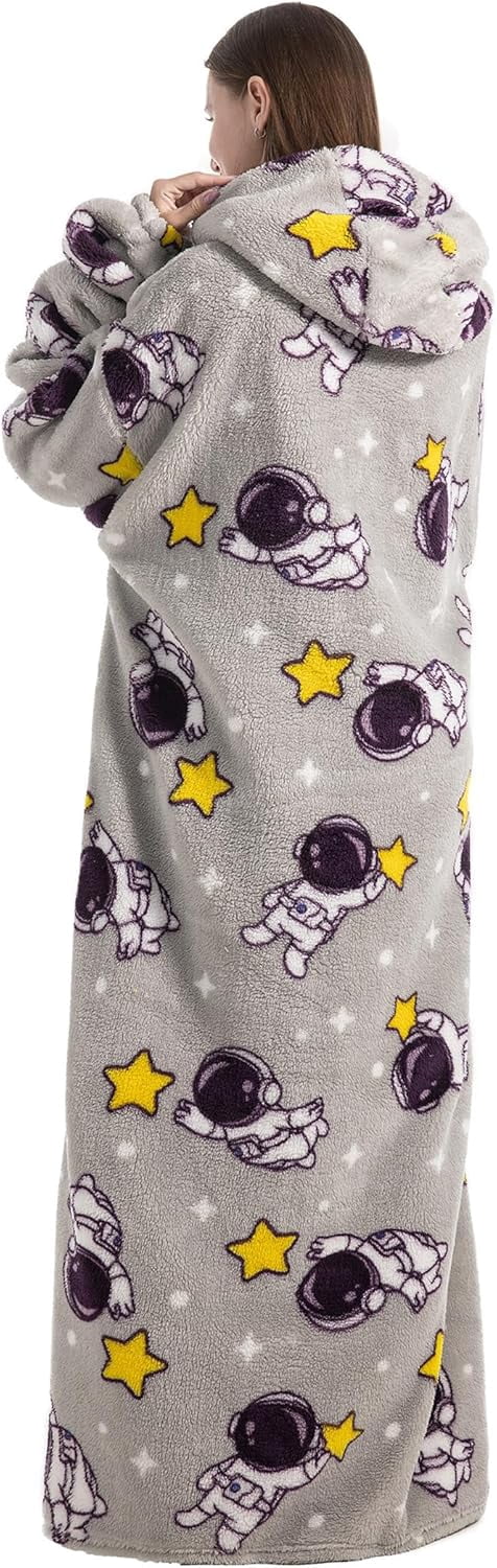 Oversized Blanket Hoodie,Adult Snuggle Fleece Wearable Blanket Fluffy Giant Hooded Sweatshirt
