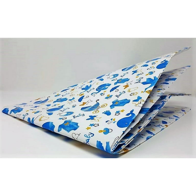 MAYPLUSS Wrapping Tissue Paper - 90 Sheets - Baby Boy Design - 13.7 inch X  19.7 inch Per Sheet