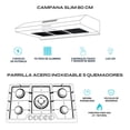 thumbnail image 2 of FLINE | Combo parrilla de gas y Campana Acero Inoxidable | 80 cm| 5 quemadores| acero inoxidable | 3 velocidades | LU5TA80, 2 of 5