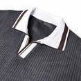 thumbnail image 7 of Generic Men's Ribbed Long Sleeve Polo Shirts V-Neck Textured Solid Color Pullover Casual Corduroy Texture Sweatshirt, 7 of 7