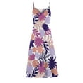 thumbnail image 5 of USSUMA Summer Dresses For Women 2022 Beach Women's Summer Floral Boho Sleeveless Spaghetti Strap Cami Long Maxi Dress Daisy Print V Neck Backless Beach Sundress, 5 of 5
