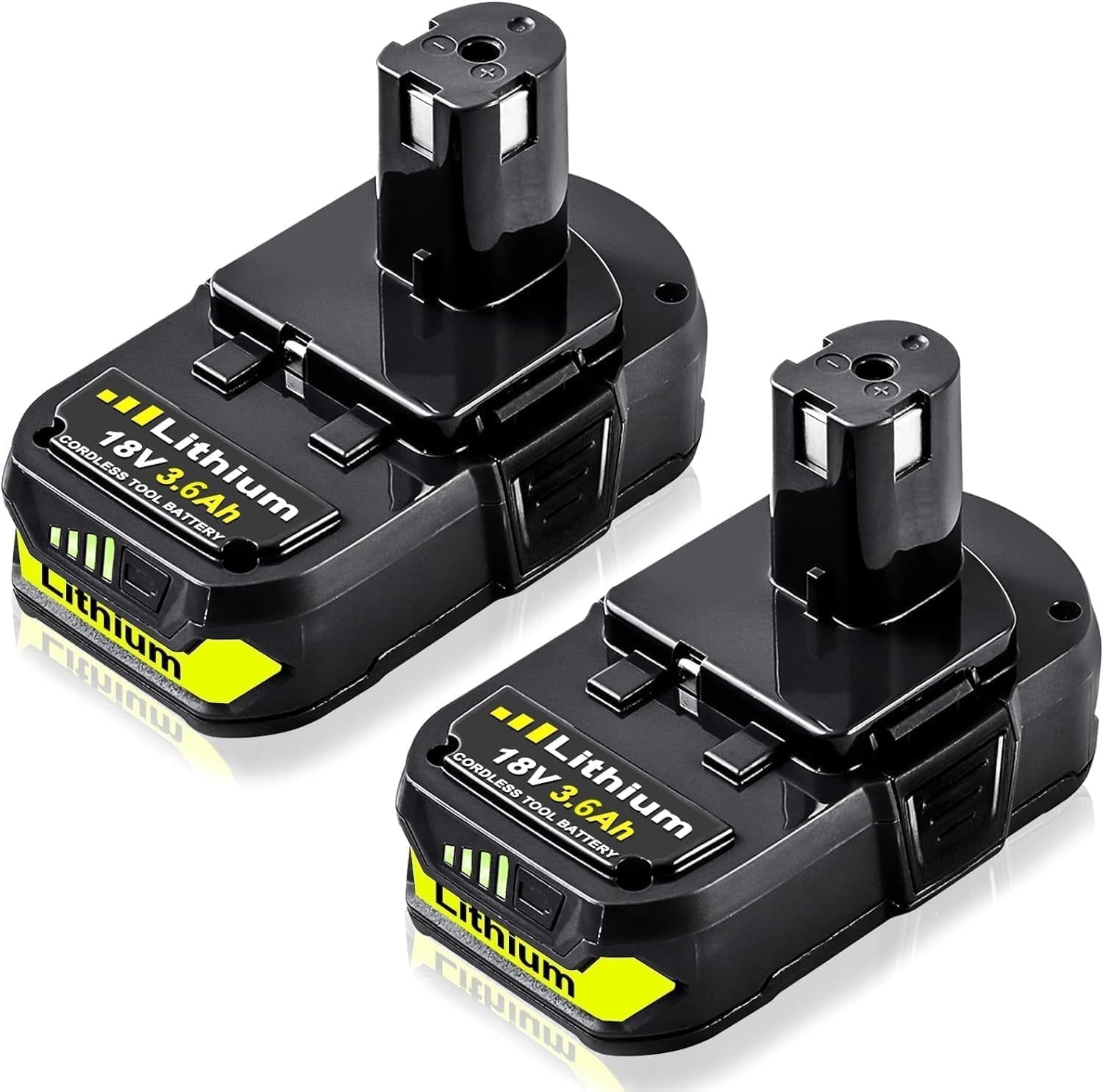 2Pack 3.6Ah Battery Replacement for Ryobi 18V Cordless Tools P102 P108