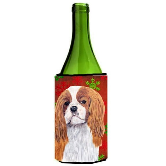 Cavalier Spaniel Snowflakes Holiday Christmas Wine Bottle  Hugger - 24 oz.